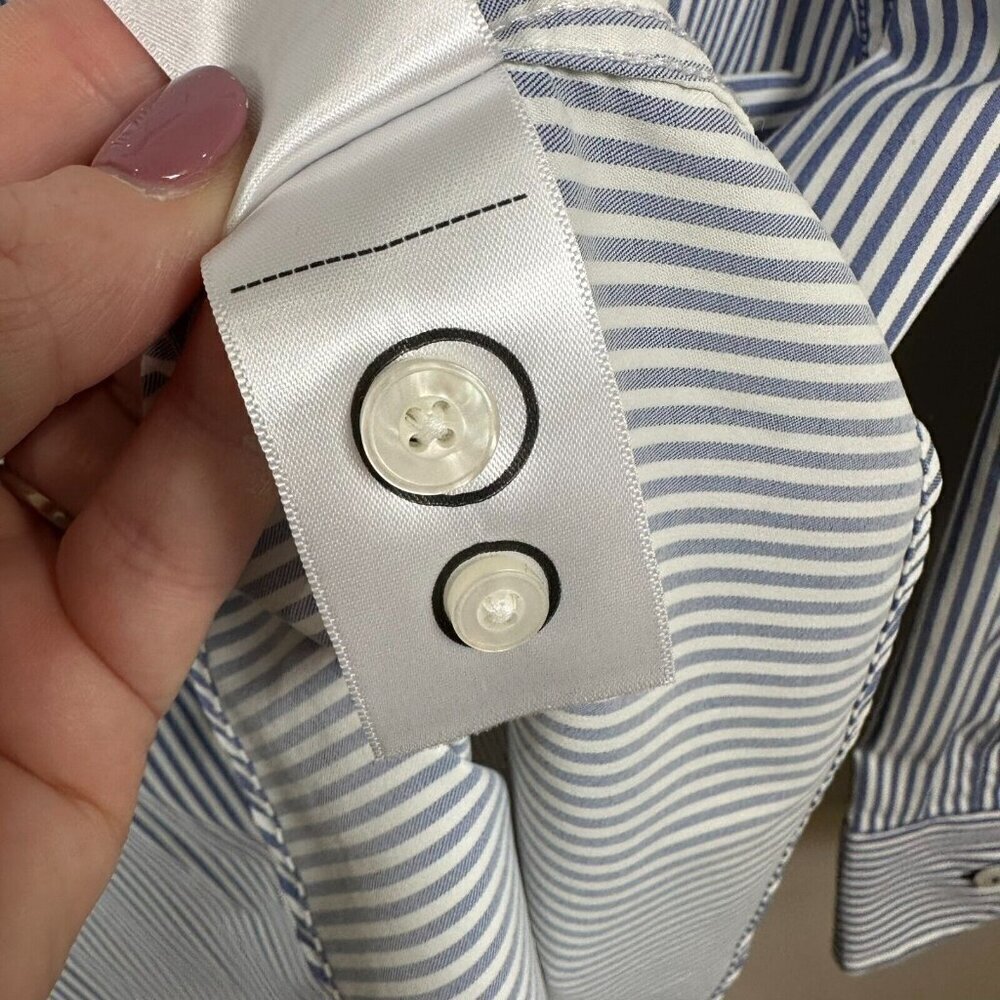 UNTUCKit Button Down Dress Shirt Mens XLarge Blue Stripe Performance Career Work - Picture 9 of 10